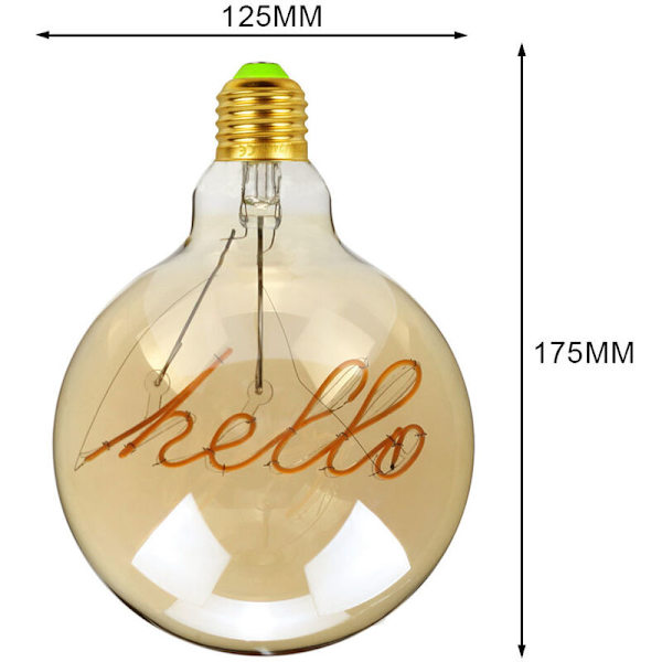 Big Globe G125 4W 220/240V Vintage LED-lamput aakkoskoristeluun, lämmin keltainen