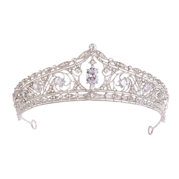 Diadem och kronor för kvinnor, bröllop diadem för bruden, strass prinsessa krona, kostym hår accessoarer för födelsedagsfest, silver