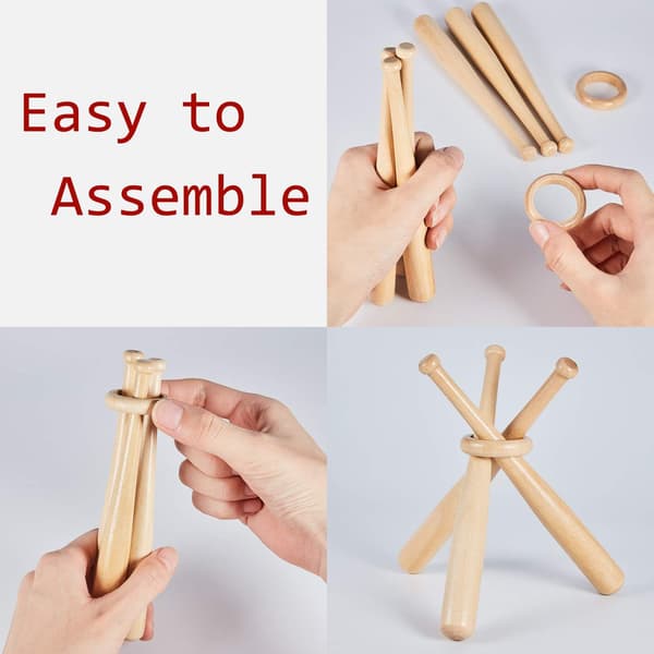 Træ baseball stand displayholder med mini baseballbat og