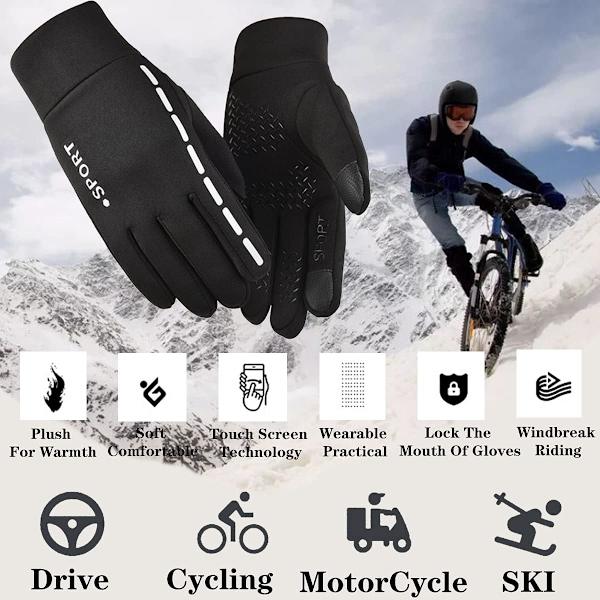 Vinterhandskar för män och kvinnor Pekskärm Handskar Vattentäta Skidhandskar Varmt Cykelhandskar Termiska Handskar Pekskärm Handskar för Motorcykel Snowboard Cykling (Svart M)