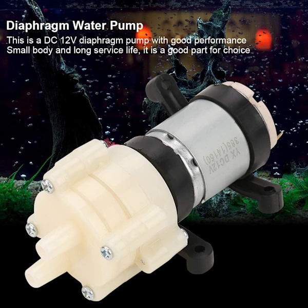 12VDC membranpumpe, mini elektrisk sugepumpe, ultra-stille design til tekande, vandkøling, fiskebeholder osv.