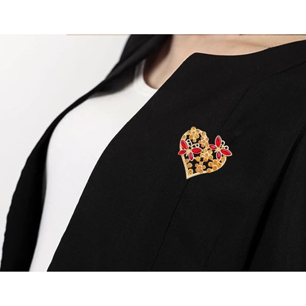 Hjerte Brosche Pin Guld Krystal Rhinestone Sommerfugl Brosche til Kvinder Brosche Mode Smykker