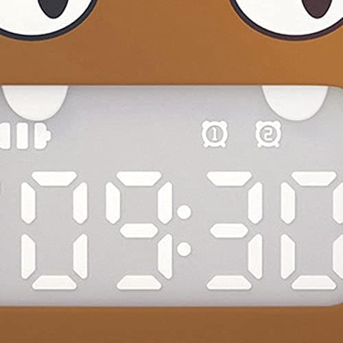 Barnklocka Söt Djur Digital Väckarklocka för Barn Sängklocka Snooze Timer för Barn USB-laddning (Vit)