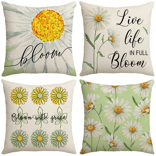Set med 4 blommönstrade kuddfodral - 45 x 45 cm
