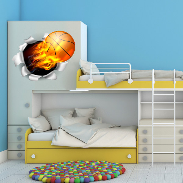 Basketball veggklistremer 3D selvklebende flyttbare bryte gjennom veggen vinyl veggklistremer Ball is Life veggklistremer Dunk silhuett klistremer basketball romdekor for gutter soverom