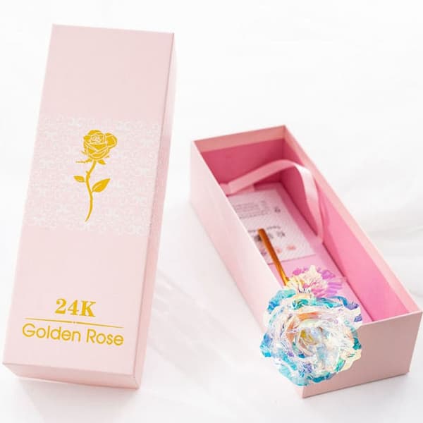 Fargerik Galaxy Rose - Gave til kvinner - Bursdagsgave til henne - Gullrose