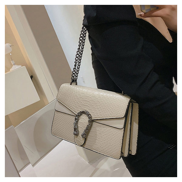 Crossbody axelväska för kvinnor - Ormmönstrad läder Messenger Bag C