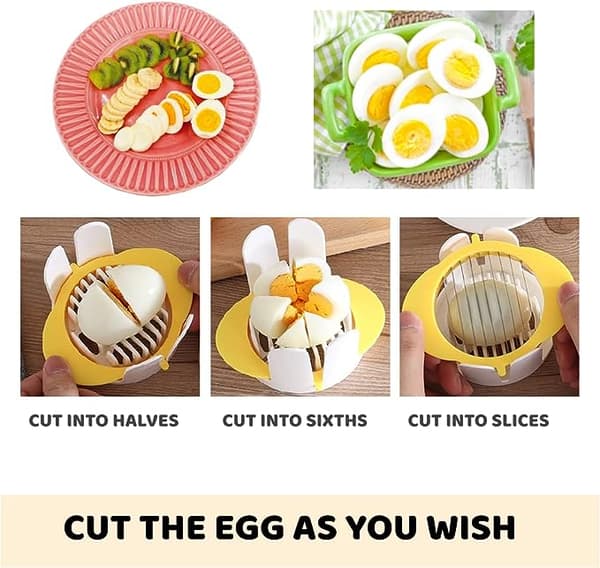 3 i 1 eggeskjærer for hardkokte egg, eggekutter med rustfritt