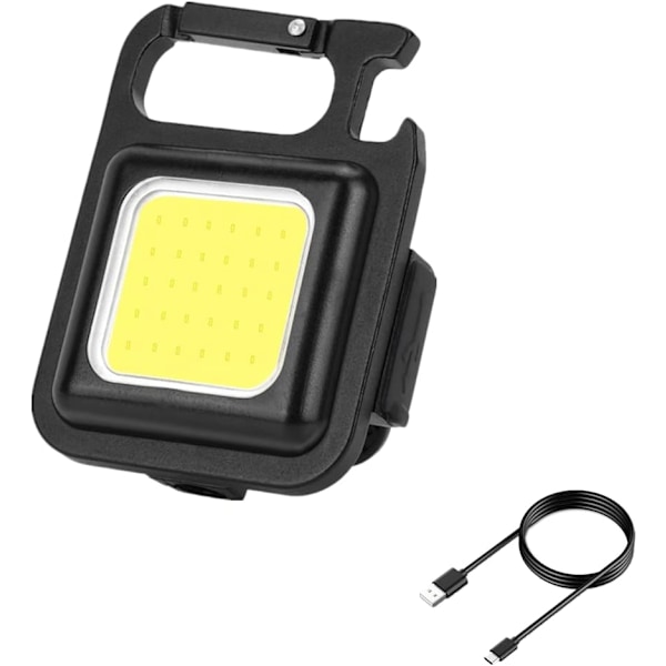 Nøkkelring LED lommelykt, USB oppladbar liten COB multifunksjon