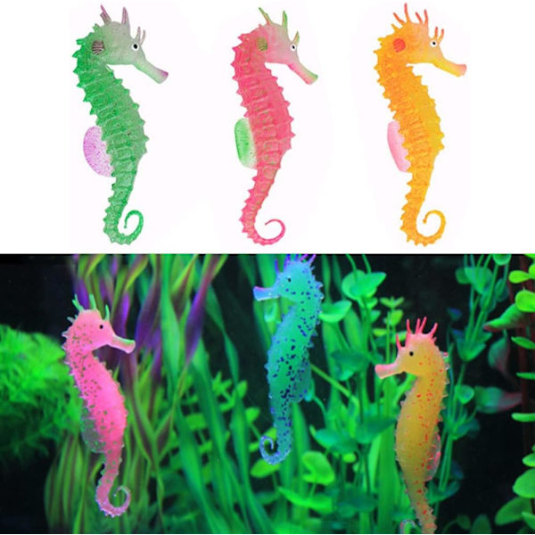 3 stk. Akvarie Flydende Søhest Ornament, Akvarie Dekoration Kunstig S