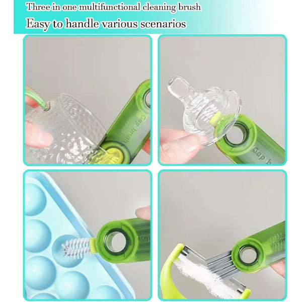 3 i 1 Multifunktionsborste, Gap Cleaning Brush, Vattenflaskrengöringsborste, Hemköksrengöringsverktyg