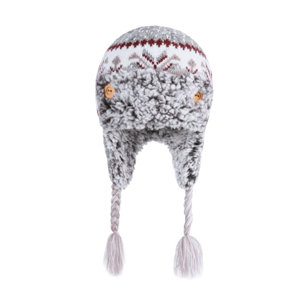 Vinterbalaclava för barn, stickad med pompom, skidmössa, öronvärmare, halsvärmare för barn, storlek M (48-50 cm)