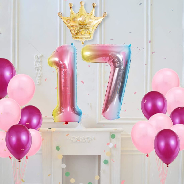 Ballong för 7-årig flicka, rosa nummer 7-ballong, rosa nummer helium-ballong, 7-årig flickballong, 7-åriga födelsedagsballonger