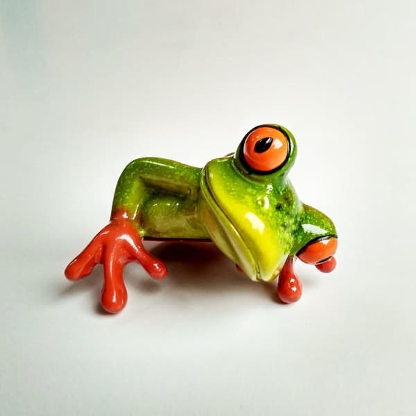 3D-utskrift Kreativ Grön Groda Statuser Dator Skärm Ornament