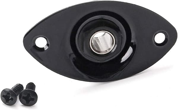 Oval metalplade til elguitar (sort) - Med 6,35 mm jack