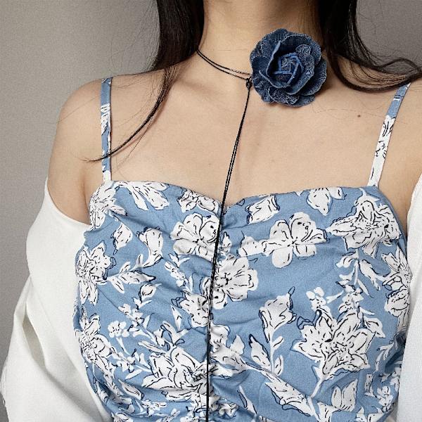 Rose Flower Choker Halskjeder for Kvinner Bryllup, Fester