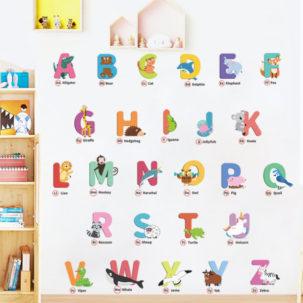 Väggklistermärken Engelska alfabetet ABC och Super Heroes Letters Wall