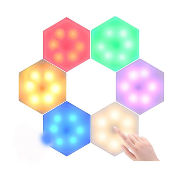 Hexagonal LED-vägglampa Modulär Cellulär Fjärrkontrollpanel Li