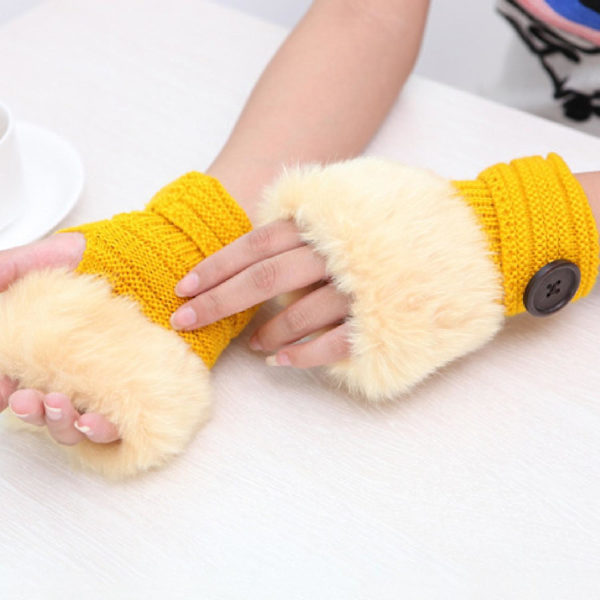 1 par kvinders handsker varme efterår vinter strikkede håndledslange handsker