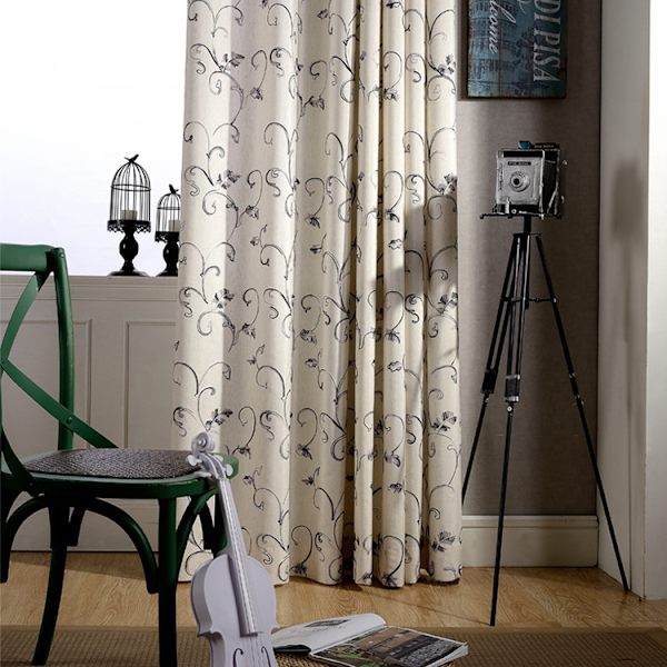 Ultra Sleep Vines Broderade Gardiner 84 tum Långa, Fönstergardinpaneler för Vardagsrum & Sovrum, 52 x 84 Tum, Grå