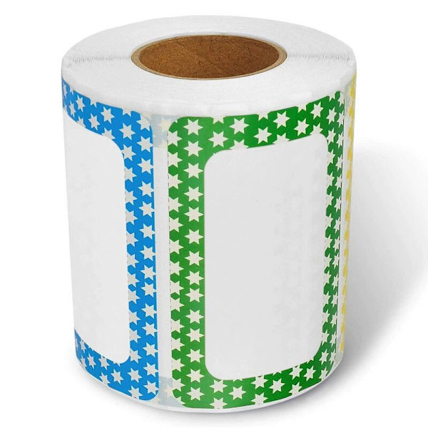 Nimikyltti-tarrat, 300 kpl värikkäitä tavallisia nimitarroja, 5 väriä 3 1/2\" X 2 1/4\"