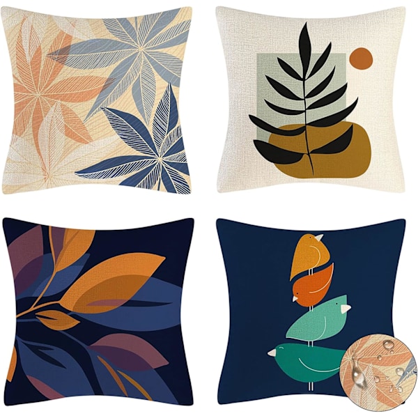 Set med 1 putetrekk, dekorative putetrekk i lin, vanntett putetrekk for innendørs og utendørs bruk, putetrekk for benk, sofa, stueinnredning 45 x 45c