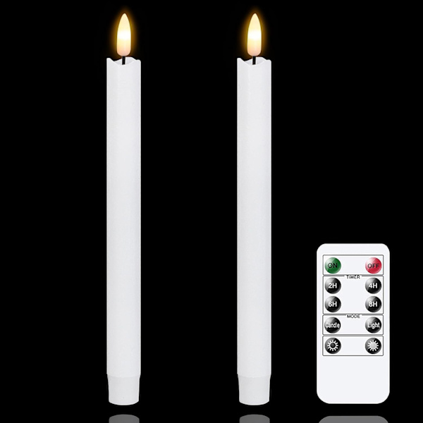 LED-flamlösa ljus med fjärrkontrolltimer, batteridrivna flimrande silve