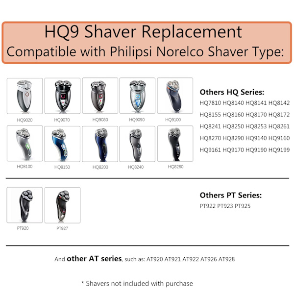 HQ9 ersättningshuvuden kompatibla med Philipss Norelco Shaver Spe