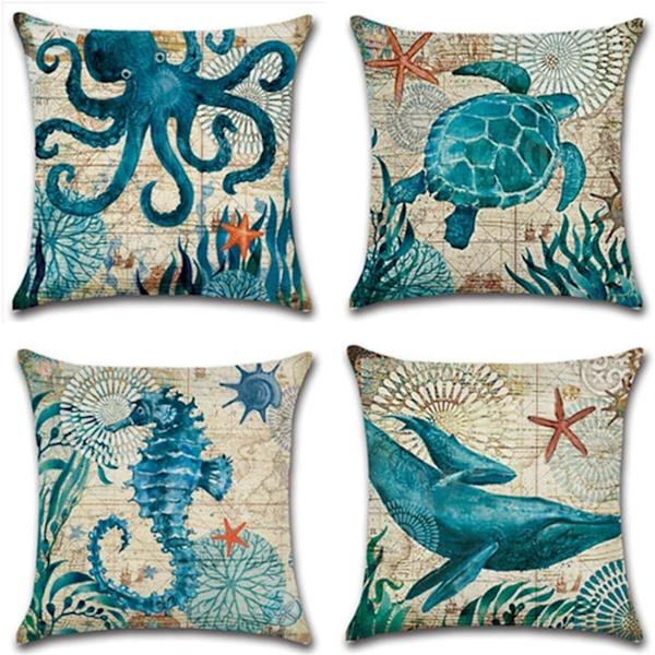 Strandkuddfodral 18x18, set med 4 utomhuskuddfodral, Coa