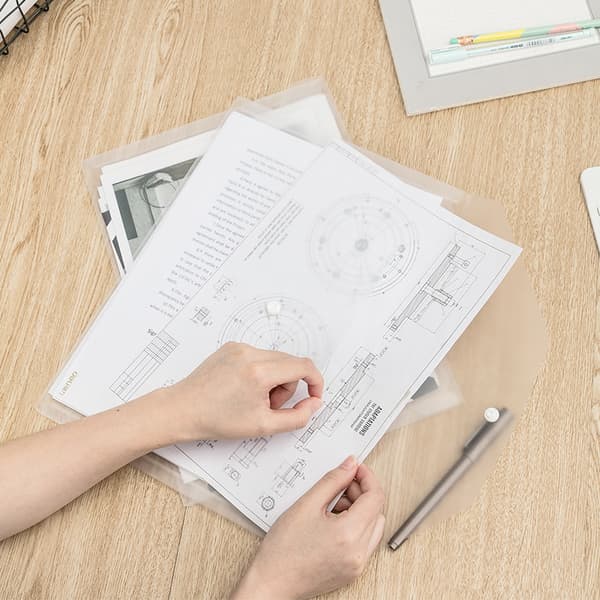 10 stk. A4 gennemsigtig dokumentmappe engros vandret version