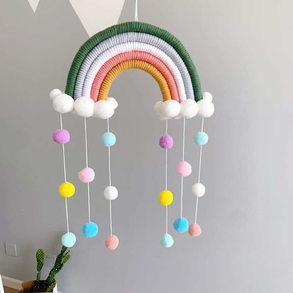 Regnbue Macrame Vægophæng Hjemmeindretning Boho Værelse Indretning Hånd