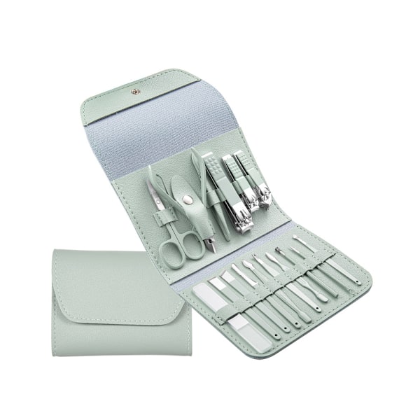 Manicure Pedicure Kit - Professional Nail Clippers Cuticle Cutter Stainless Steel - Manicure Pedicure Kit 16pcs Set with Exquisite Box (Green)