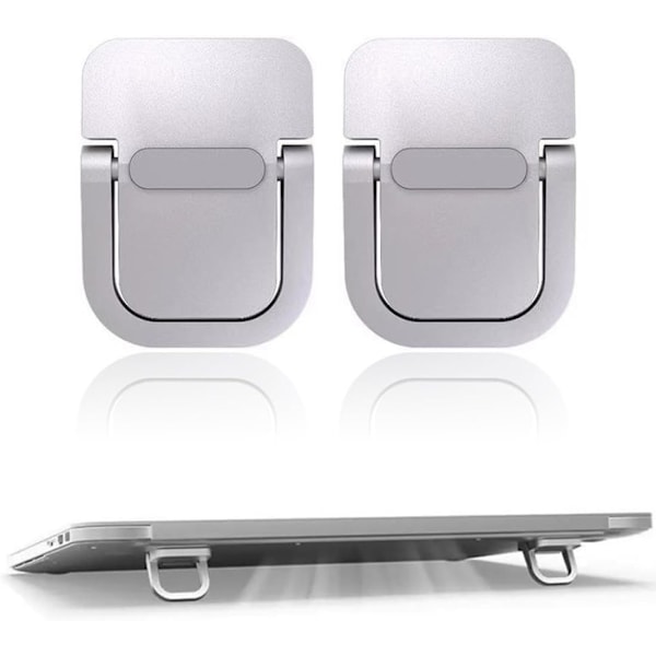 Pieces Mini Laptopställ, Portabel Tangentbordsförhöjare för Skrivbord, Osynligt Vikbart Laptopstativ, Självhäftande Laptopförhöjare för Dator (Silver)