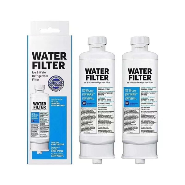 Erstatningsvannfilter for kjøleskap, 2-pakning, kompatibel med DA
