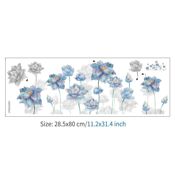 En set Blue Lotus Flower Wall Stickers Wall Decals for Living R
