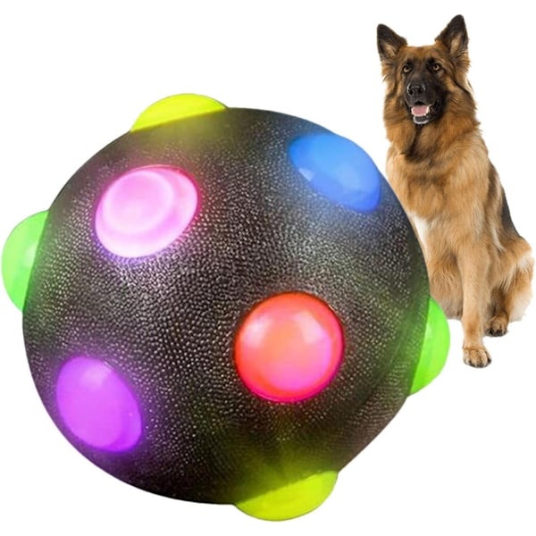 Valaiseva koiran pallo, 4 tuuman LED-vilkkuva piikki lemmikkipallo, purentakestävä Jolly Ball -koiran lelu, valaiseva lemmikkikoiran pallo squeaky-vilkkuvalla