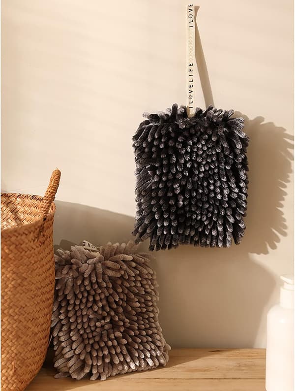 2-pack Chenille hängande handduksbollar superabsorberande mikrofiberhanddukar