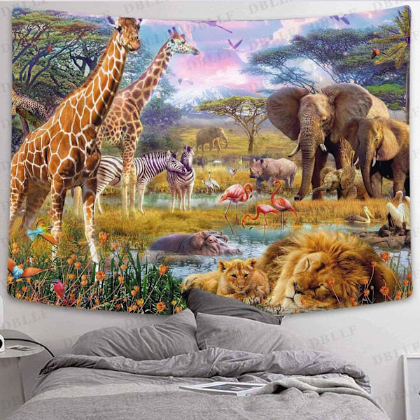 Dekorativ väggbonad sovrum - Safari djur natur giraff