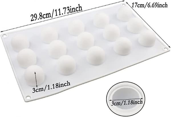 15 hulrom Halvkule Silikonform Fondant Mousse Kakeform Silikon Kake