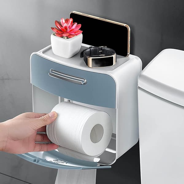 Toiletpapirholder til badeværelse, opbevaringshylde til badeværelse