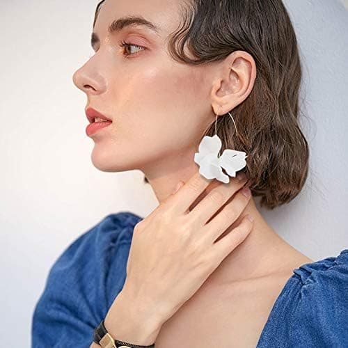 Sommer Rose Boho Resin Blomsterblad Drop Øreringe til Kvinder Blomster Øreringe Blomster Hoop