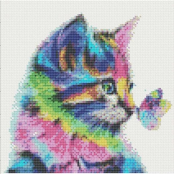 Diamantmålning Komplett, Måla efter Nummer Vuxen Katt, 5D Diamantbroderi