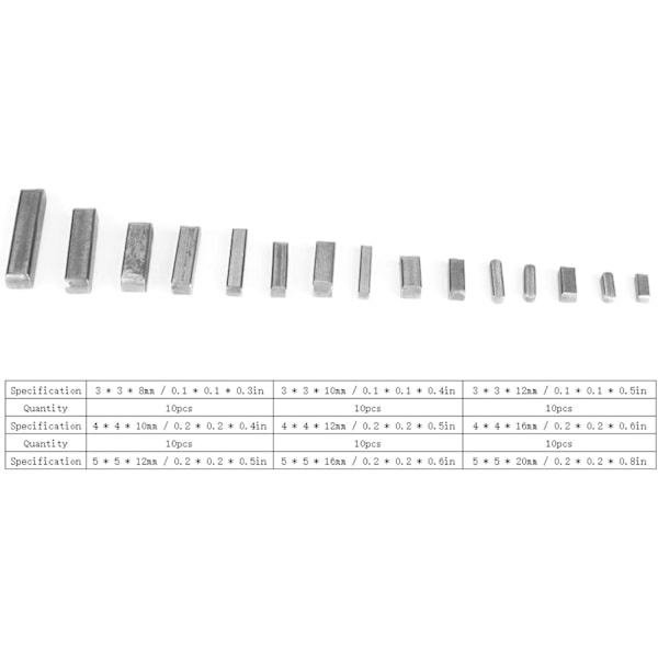 140 kpl Paralleliakselin avaimet 3-4-5-6 mm pyöreä pää höyhenavaimet vaihteiston akseli vauhtipyörän avain hihnapyörä kampi