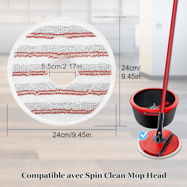 Mikrofibermopp-påfyllning för Vileda Spin and Clean-mopp, Tvättad och Återanvändbar Ersättningsmopphuvud