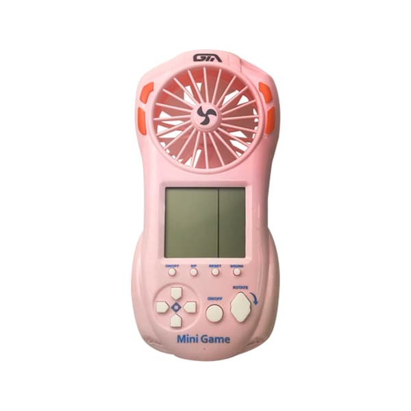 Pink tetris spillekonsol ventilator 2-i-1 håndholdt hals mini ventilator
