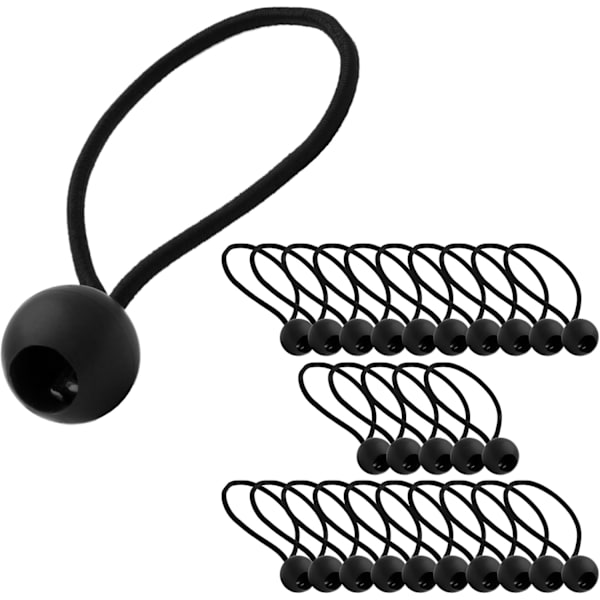 100 stk. Bungee-snører, Bungee-snøresett, Bungee-kroker med plastkule, telt-bungee-snører for presenninger, hagepaviljonger, telt, høy spenning svart