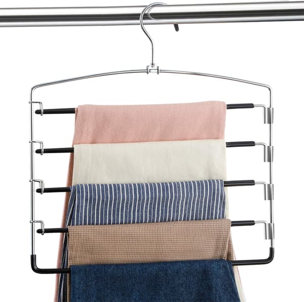 3-delt Non-Slip Bukser Stativ Pladsbesparende Multi-Layer Sving Arm Pa