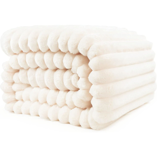 Koselig tæppe, varmt og blødt sengetæppe/sofa tæppe til mor, kone og kæreste, 100cmx150cm, Beige
