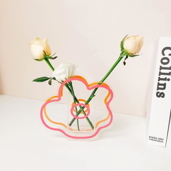 Vas à fleurs en acrylique rose pour decor funky modern, porte-s