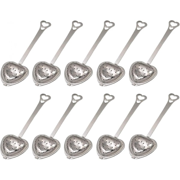 10 stk. hjerteformet te-infuser - rustfrit stål
